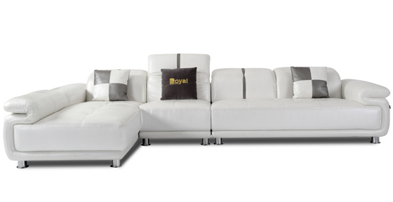 Les espaces vitaux véritables garnissent en cuir le sofa avec les jambes en métal/le cadre en bois solide