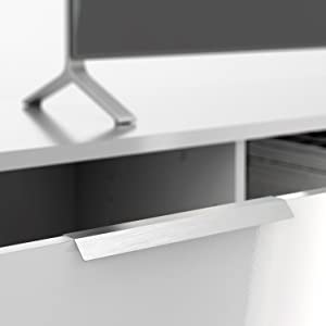 Cabinet en bois machiné rectangulaire du Tableau de console de TV de Cabinet blanc brillant de Tableau TV 2