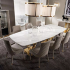 Luxury Gold Finish Marble Dining Table And Chairs Table Top Dining Room Home Furniture