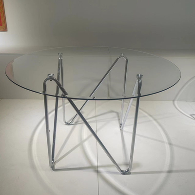 table de salle à manger verre-métal à la mode de luxe de 121cm et chaise tapissée en métal